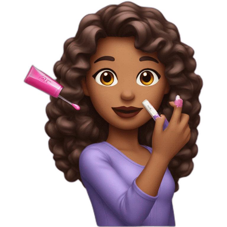 Lip gloss in girl hand emoji