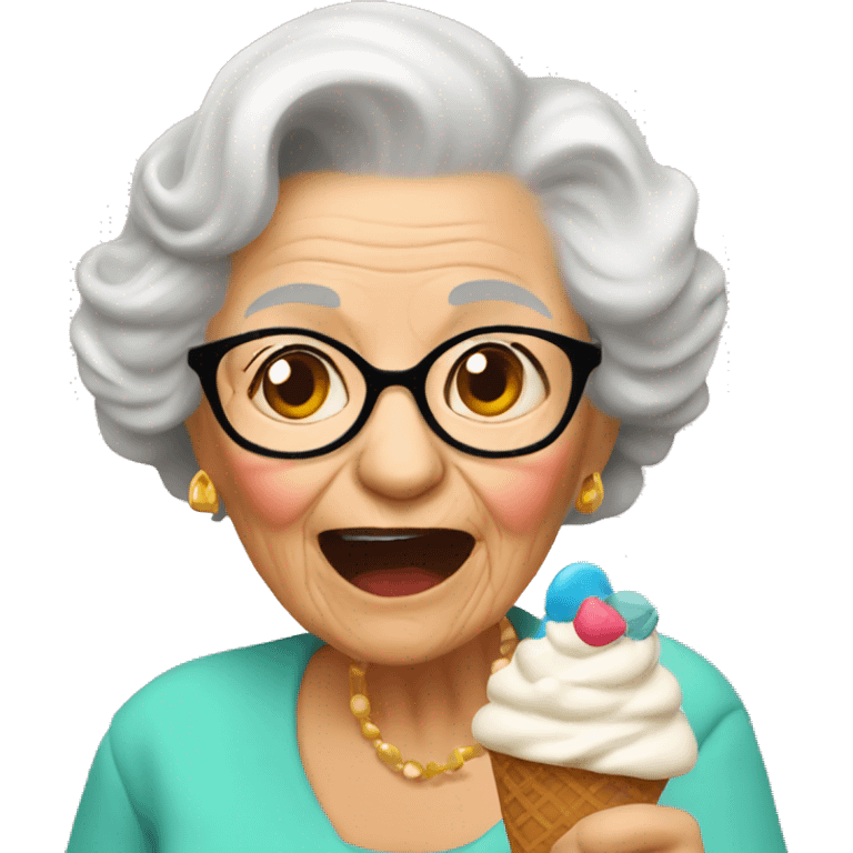 My grandma eating icecream emoji