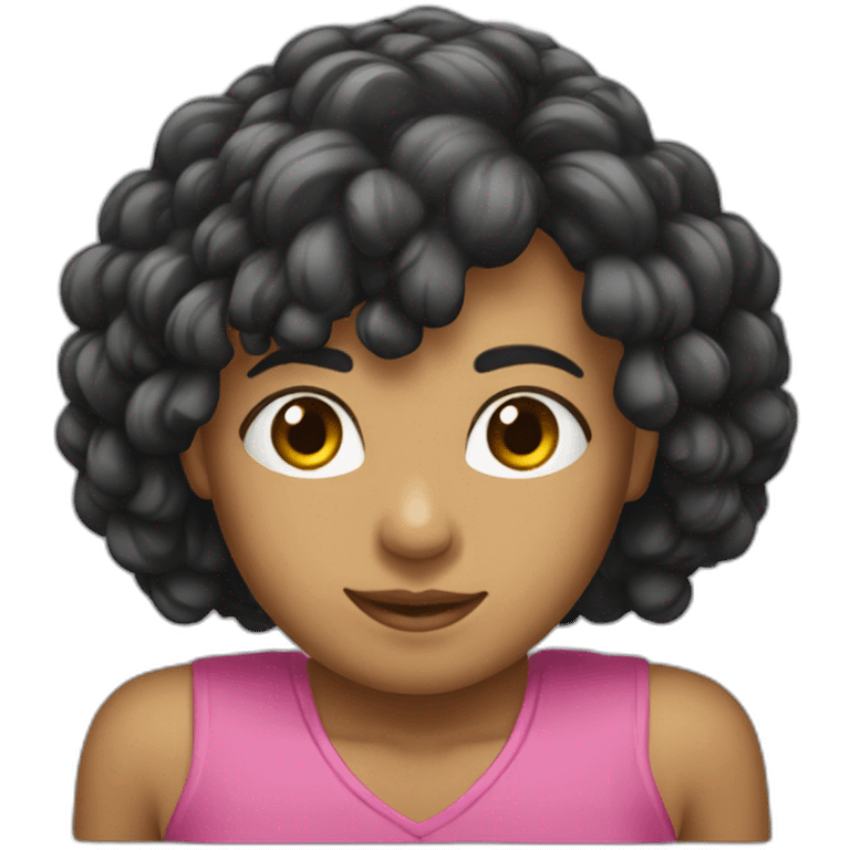 garota parda cabelo preto cacheado emoji