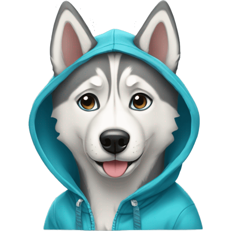 husky dog wearing hoddie emoji