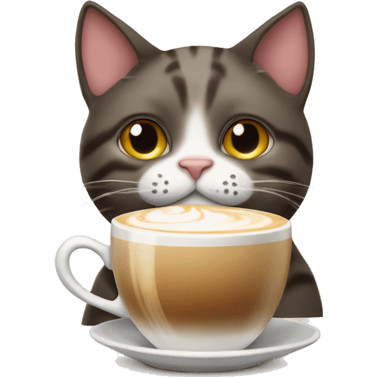 Cat drinking cappuccino  emoji