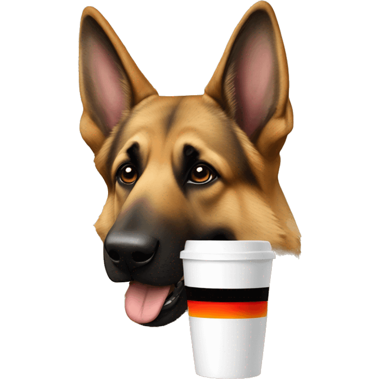 German Shepherd  drinks coffee emoji