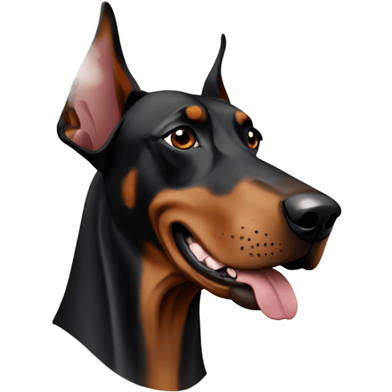 Doberman with brown cylinder in mouth. Smoke coming from cylinder  emoji