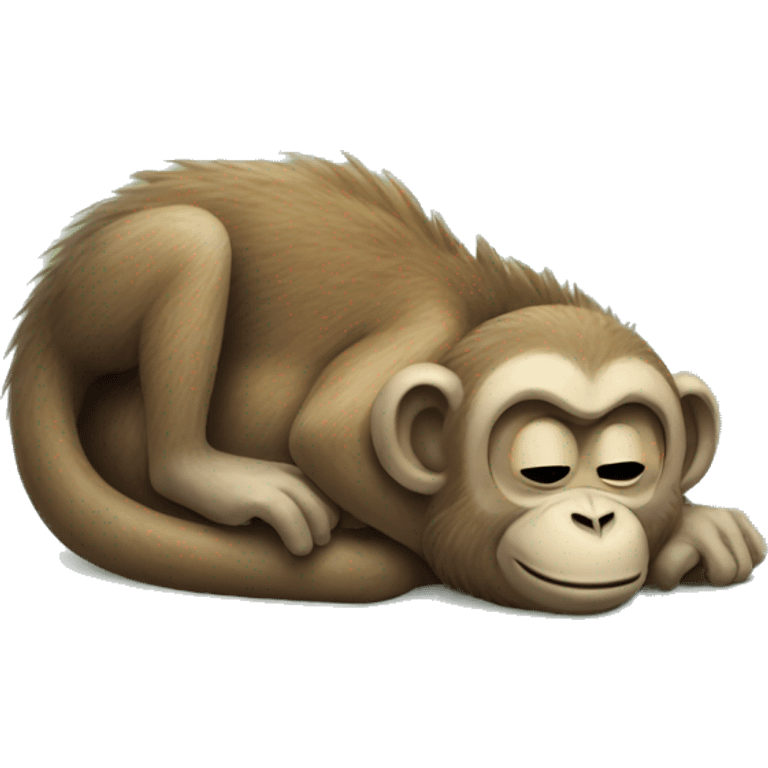 Monkey sleeping on dino emoji