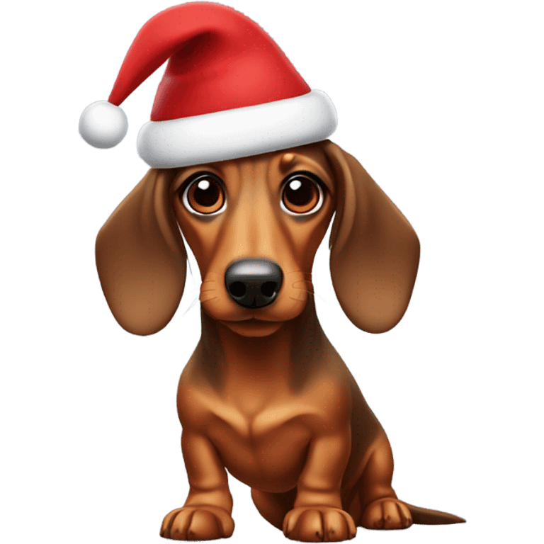 Dachshund with a Santa hat emoji