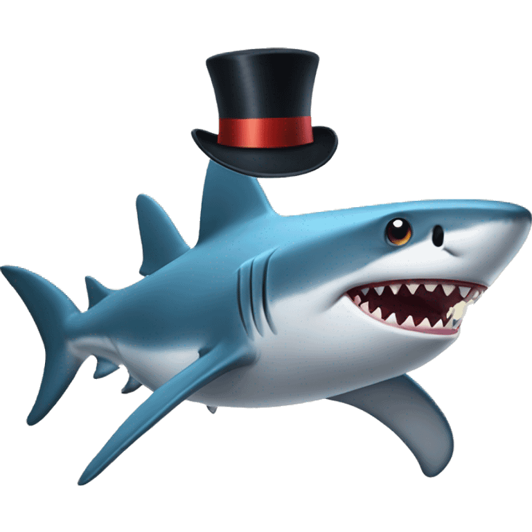 Shark with a top hat emoji