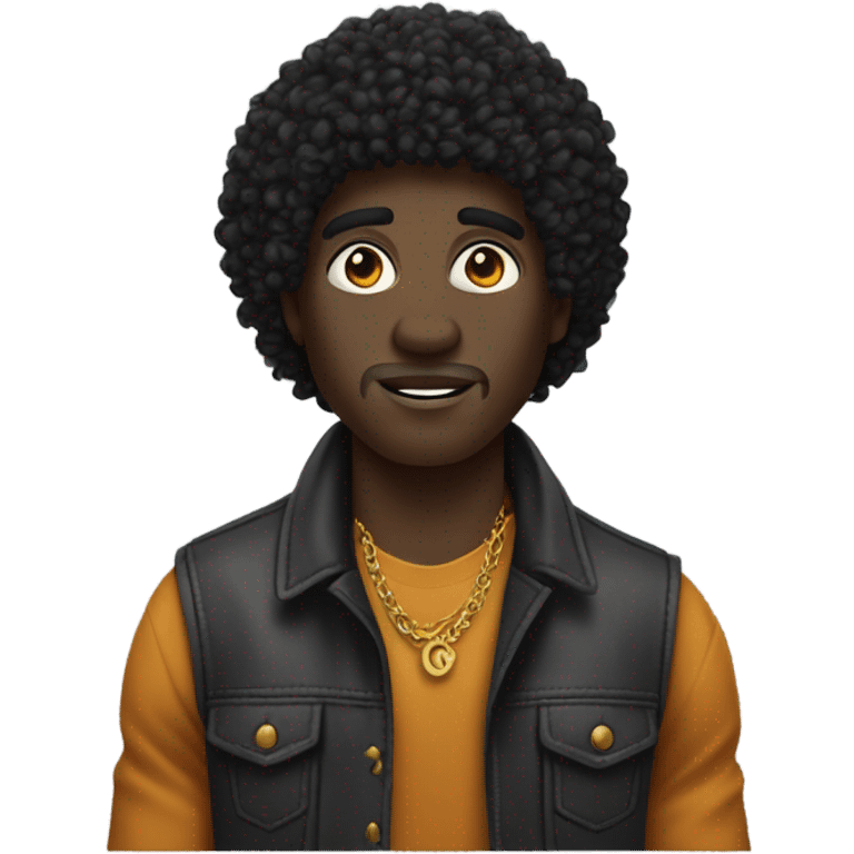 dark skin, black mullet afro curly man Raising Hand, street wear style, twink, intricate face emoji