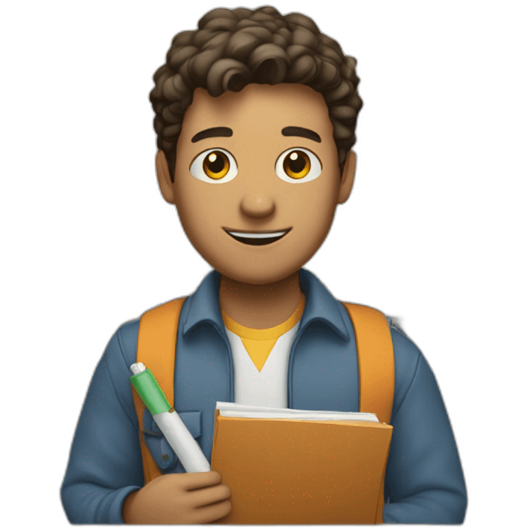 Ben holding a blueprint with a school behind emoji