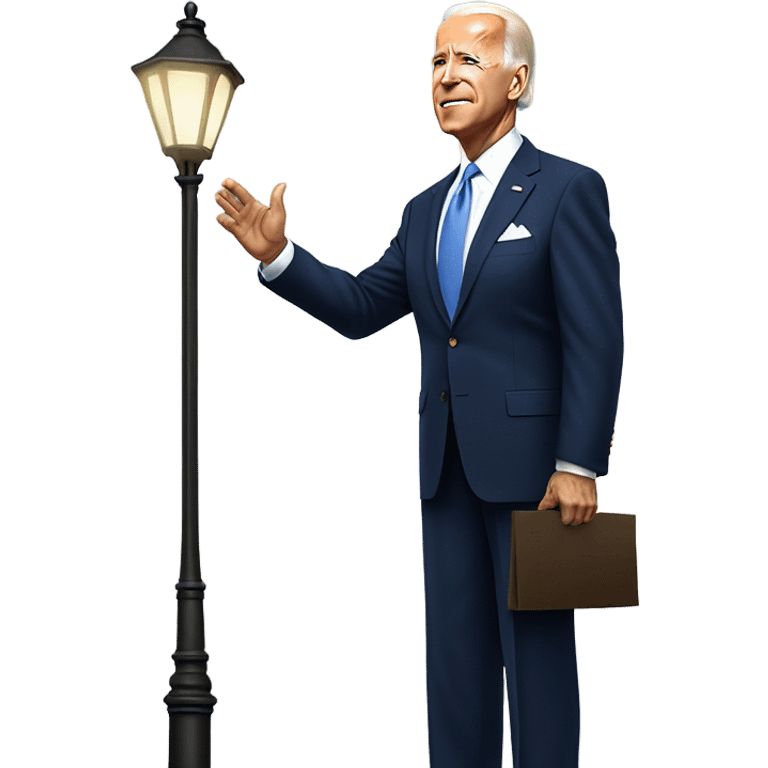 Joe Biden saluting a street lamp emoji