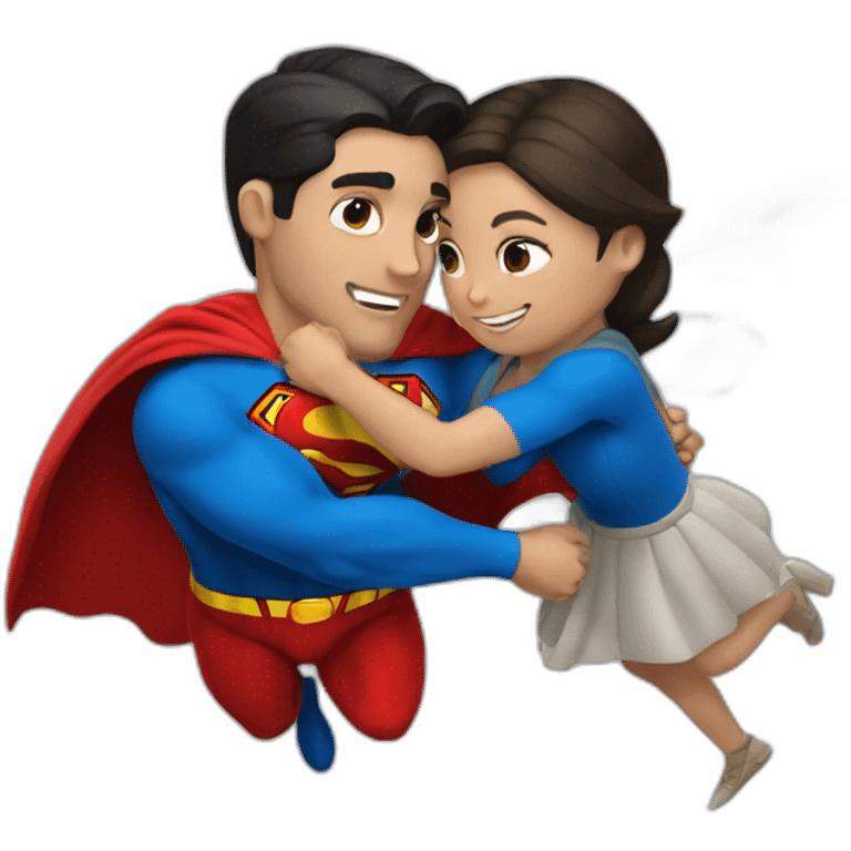 Superman Fly with a girl in his arms emoji