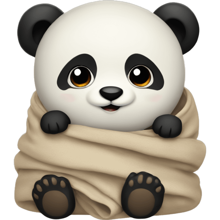 panda cozy in beige blanket emoji