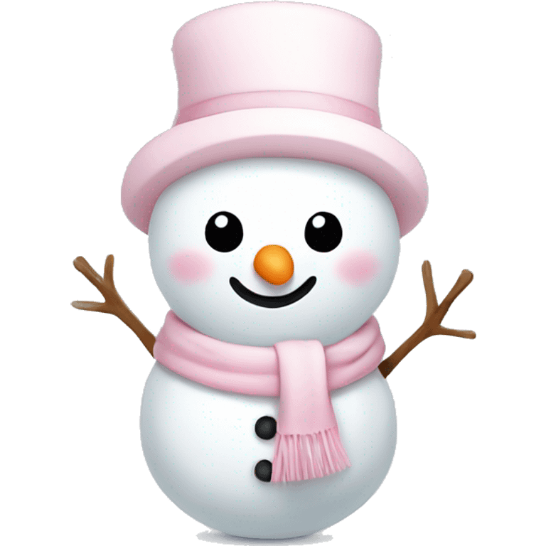 Cute white and light pink snowman emoji