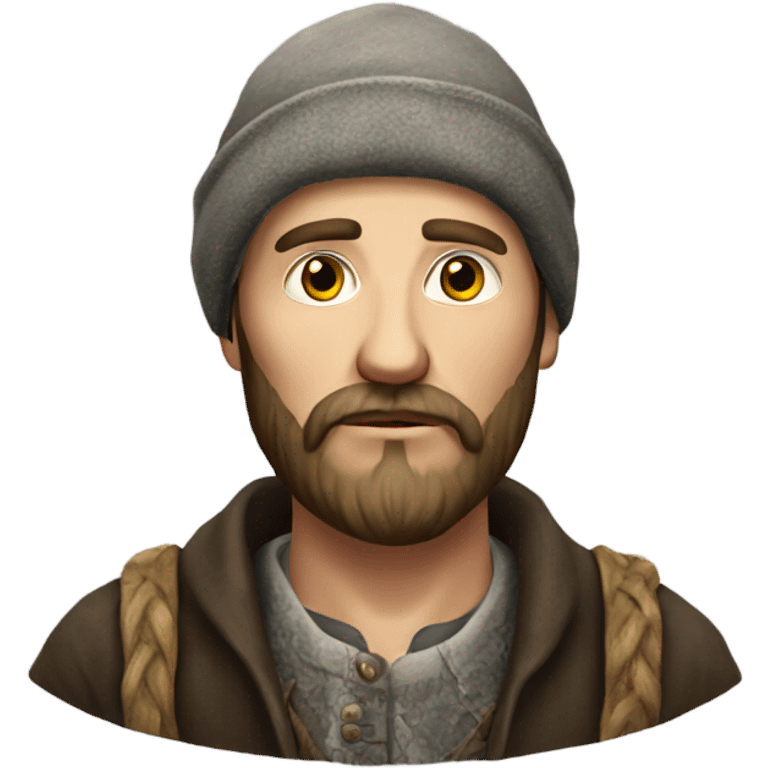 Russian peasant with a beard photorealistic serious emoji