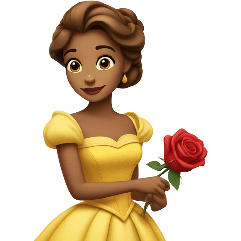 Belle from beauty and the beast with a rose emoji