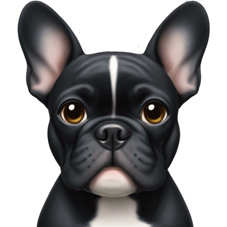 black French Bulldog, featuring the right ear folded forward  emoji