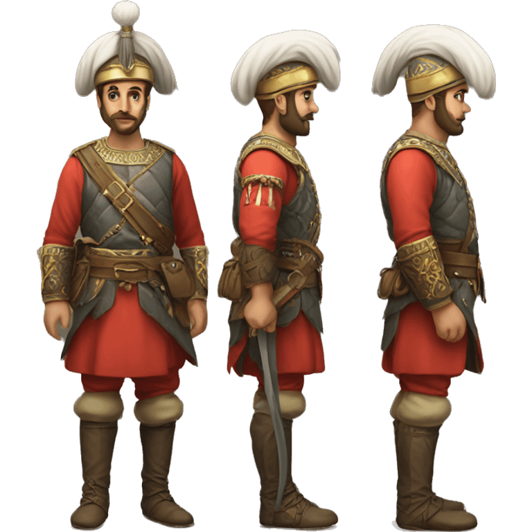 A full-length serious ottoman janissary emoji