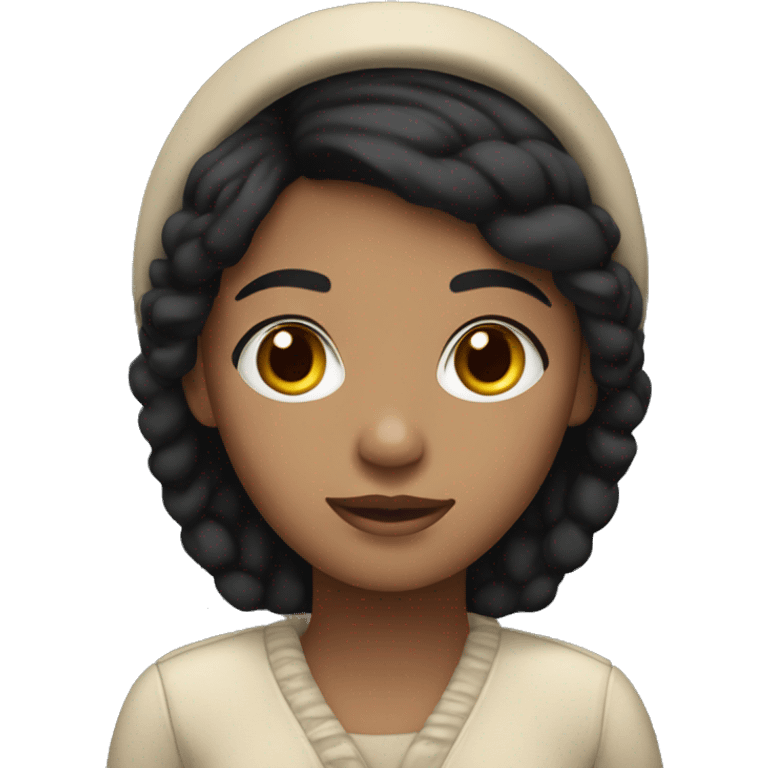 Black hair girl with beige ear muff  emoji