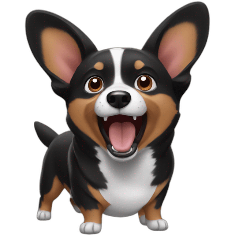 Black corgi yelling emoji