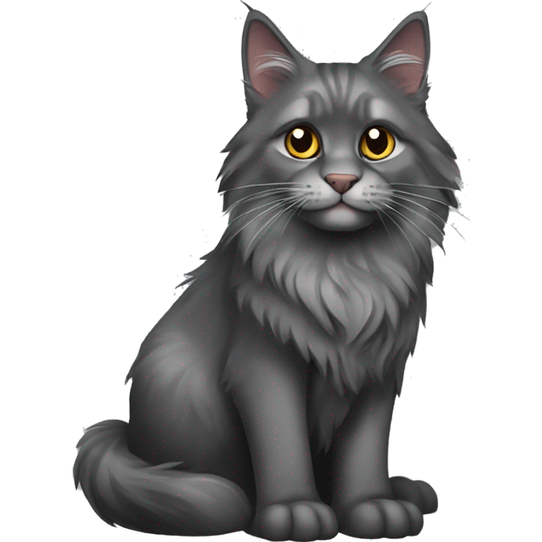 dark grey mainecoon cat emoji