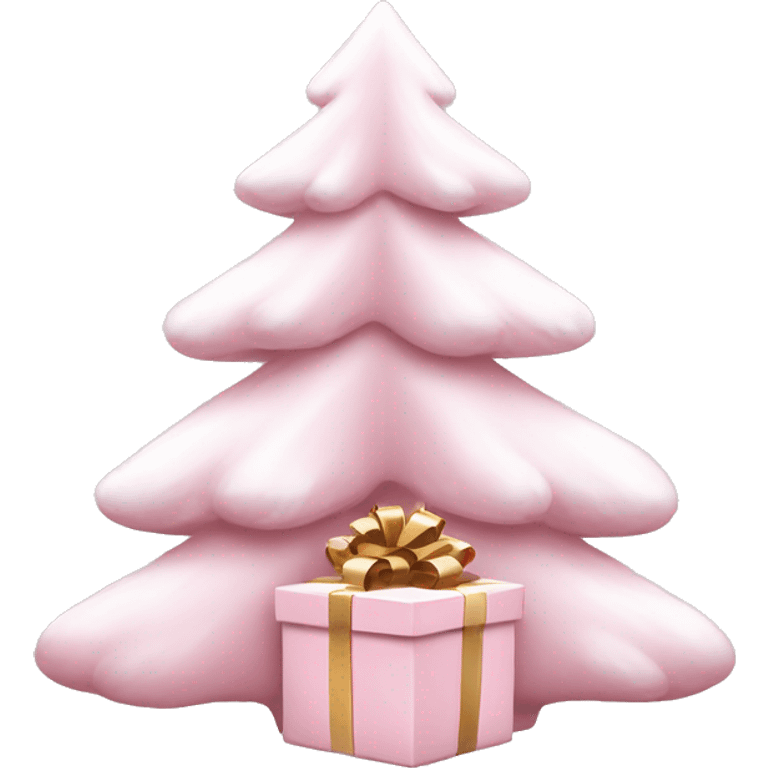 Light pink Christmas gifts under a white Christmas tree  emoji