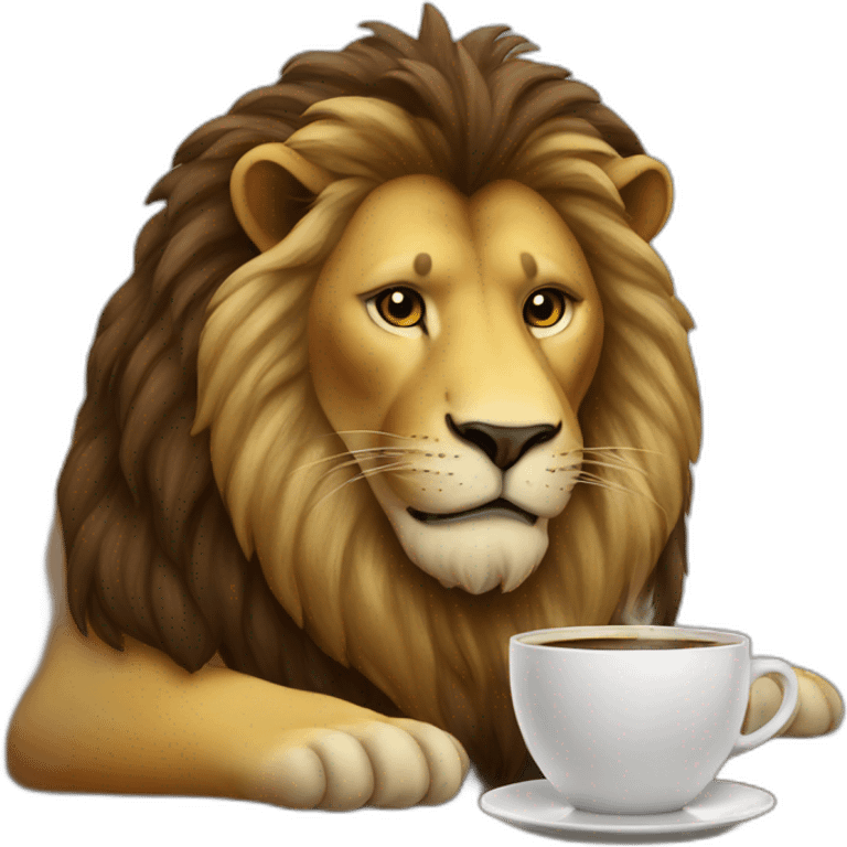 a lion drinking coffee emoji