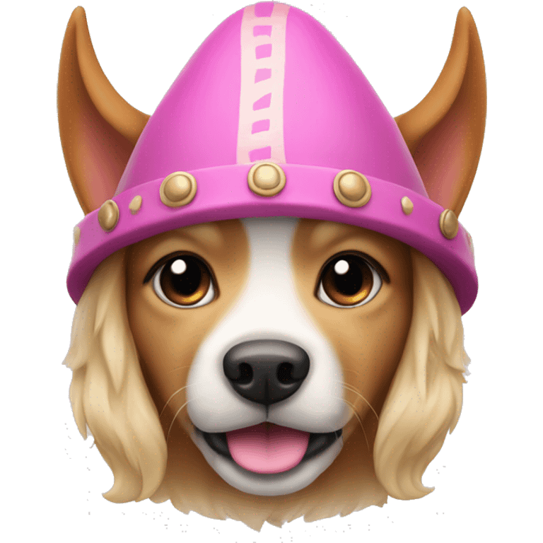 cute dog with pink nose and viking hat emoji