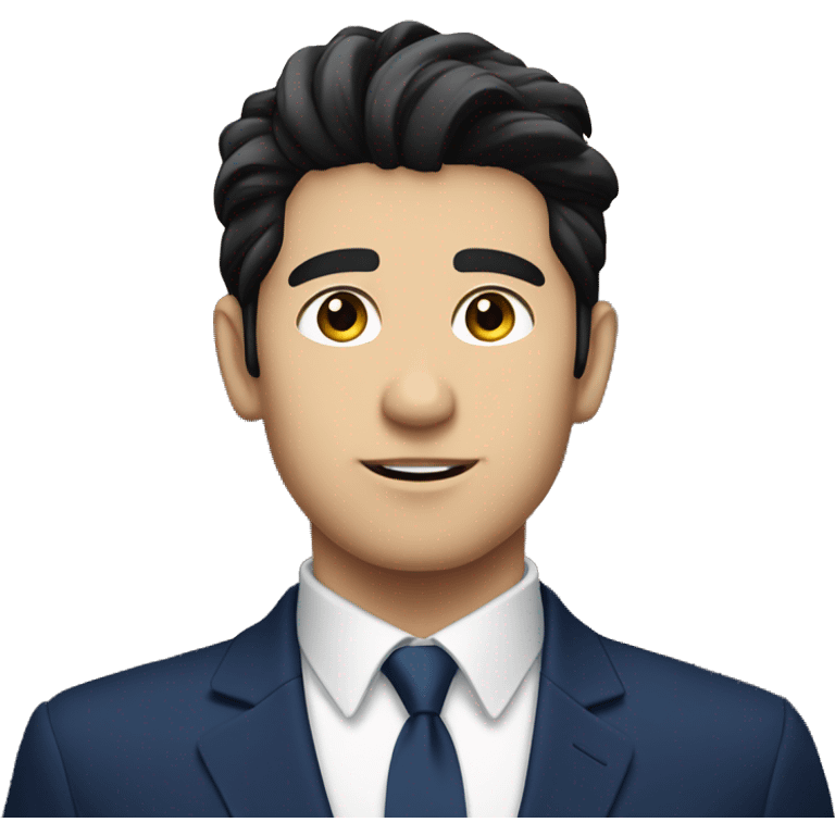 Handsome male, black hair, wearing dark blue suits, Background with buildings, white skin emoji