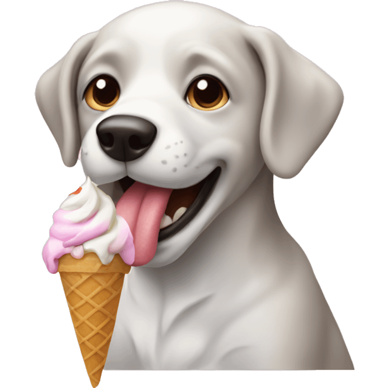 Dog eating icecream emoji