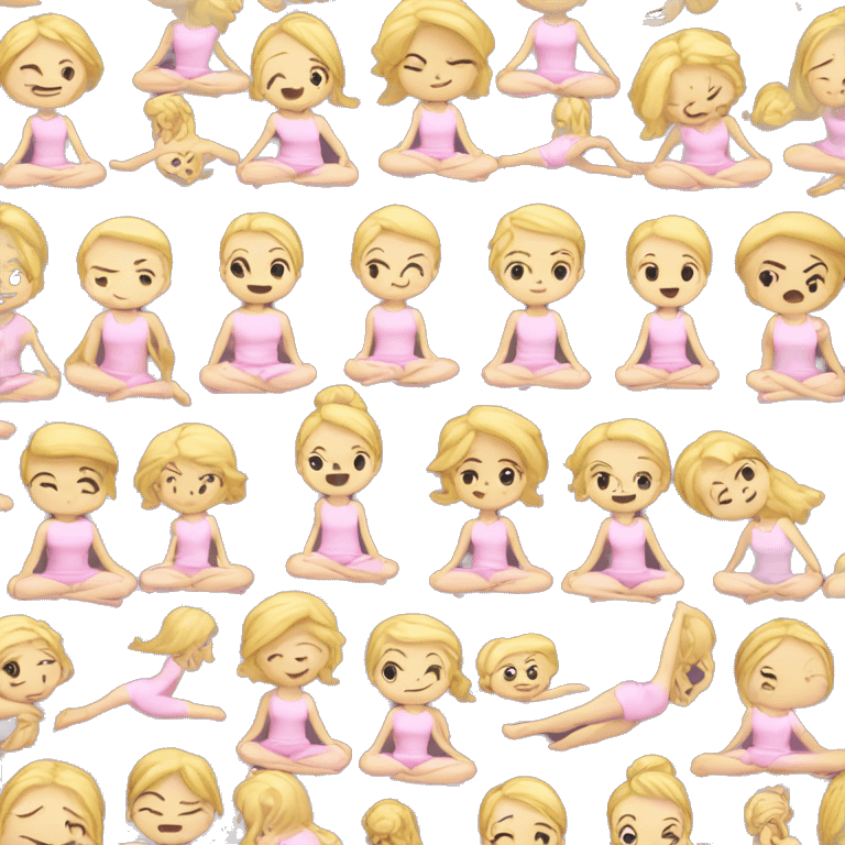 blonde yoga girl light pink clothes n emoji