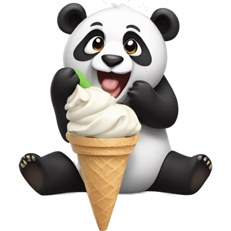 Panda eating ice cream emoji