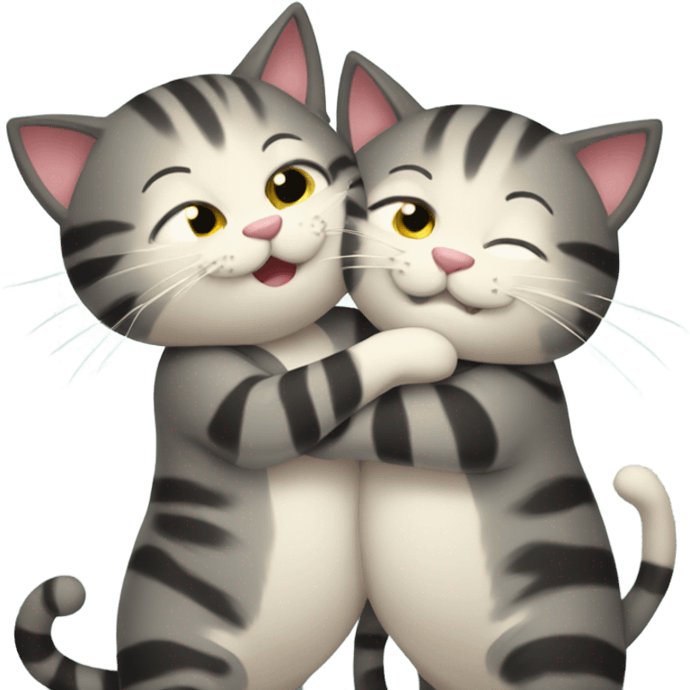 2 happy cats hugging emoji