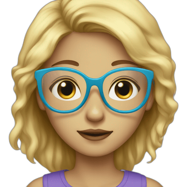 golden haired girl with light blue and violet glasses emoji