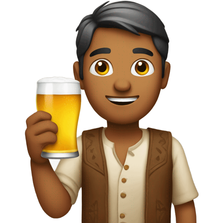 An Indian holding a beer emoji