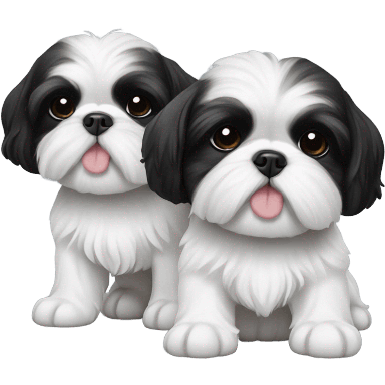 Two black and white shitz tzu puppies  emoji