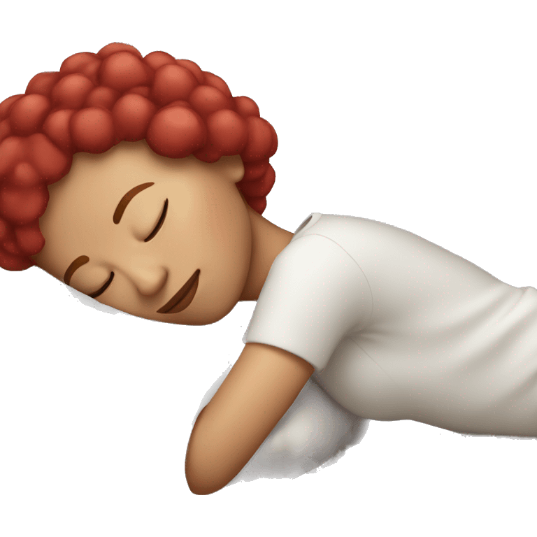 Woman with cherry hair sleeping emoji