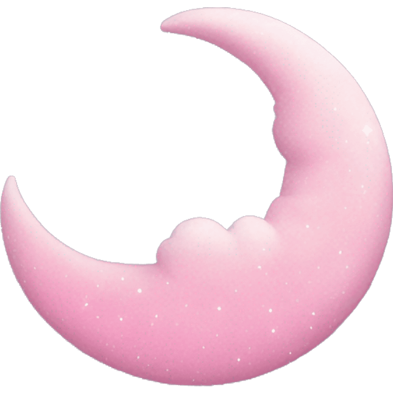 Pink crescent moon with sparkly white clouds emoji