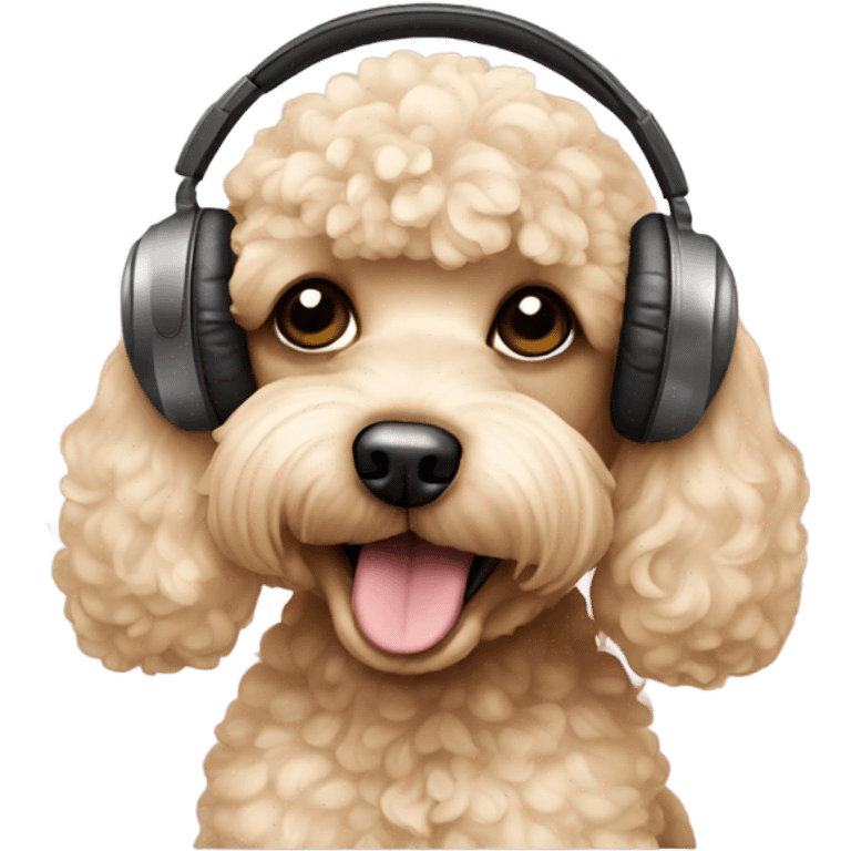 Blonde toy poodle with headphones on emoji