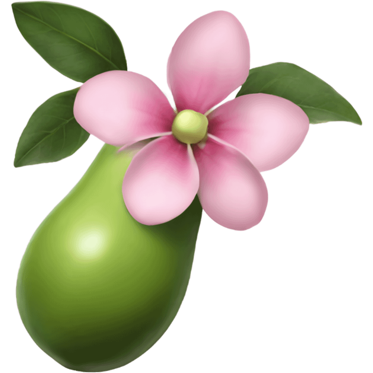 Realistic avacado with pale pink flower emoji