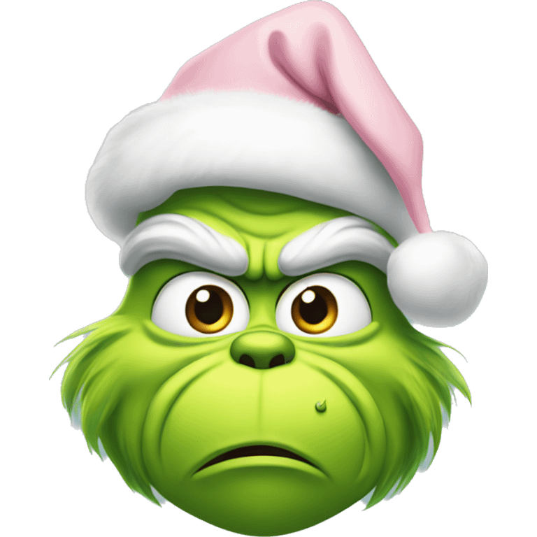 Grinch with a light pink santa hat emoji