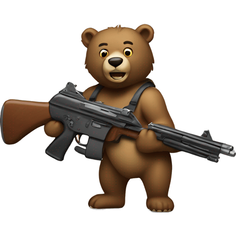 bear holding two guns and fires emoji