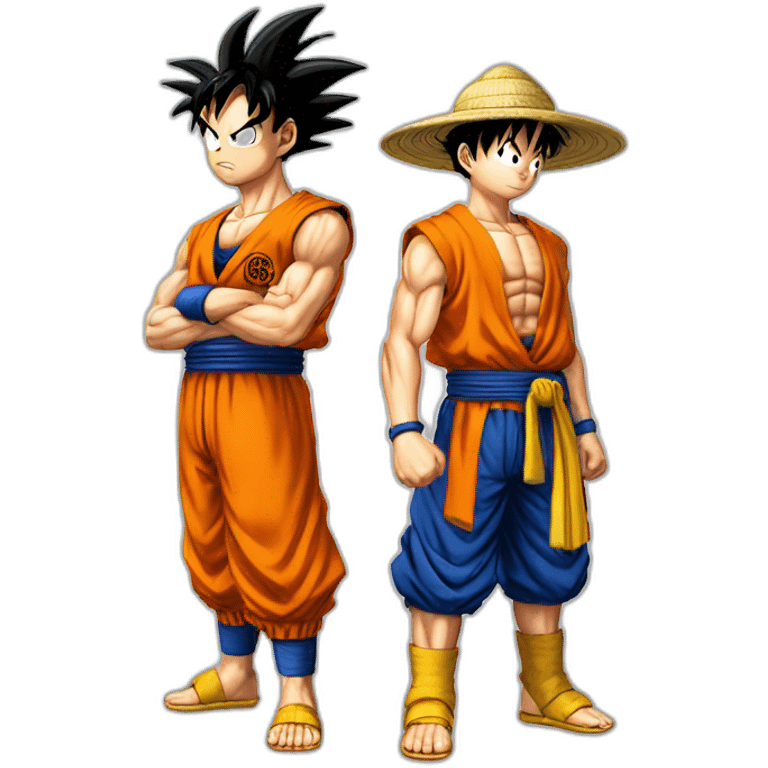 San Goku et Luffy qui jouent au ftisbee emoji