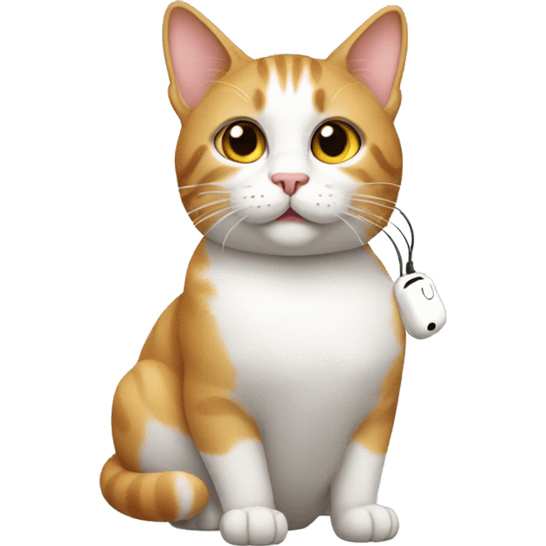 Cat wearing airpods emoji