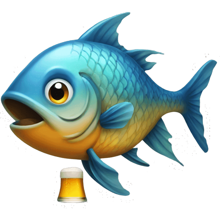 Fish drinking beer emoji