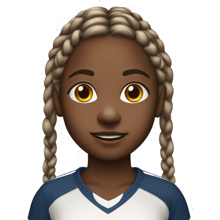 black girl aged 10 with braids in football shirt emoji