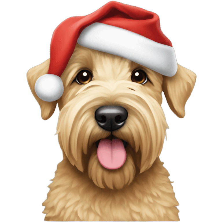 wheaten terrier in a santa hat emoji