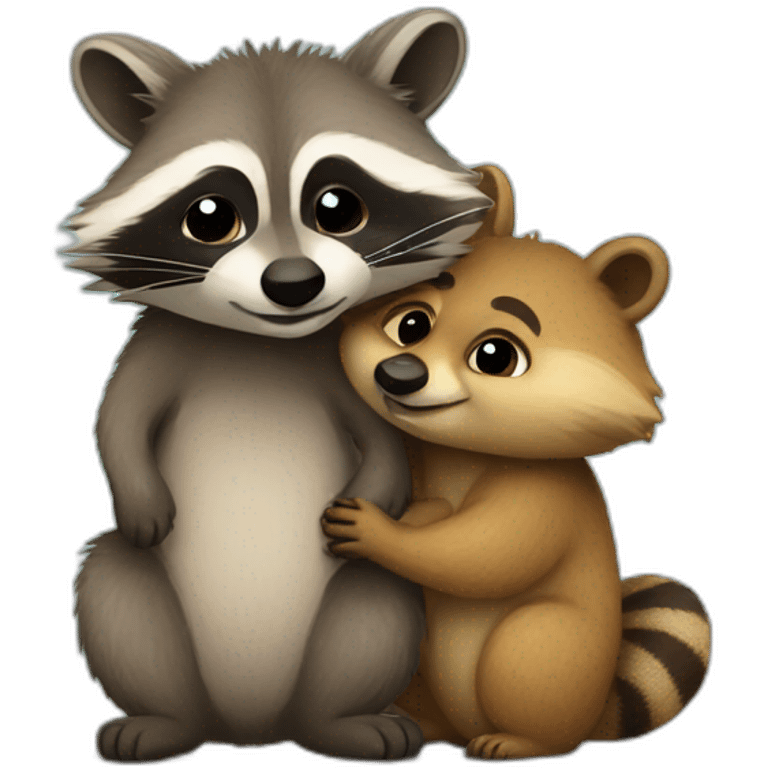 racoon hugging quokka emoji