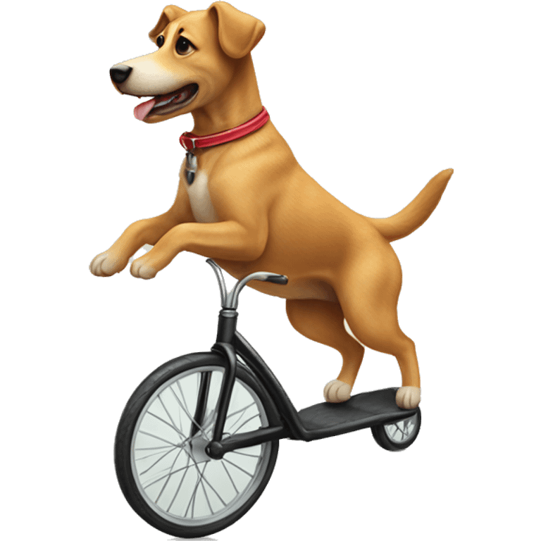 A dog riding a unicycle  emoji