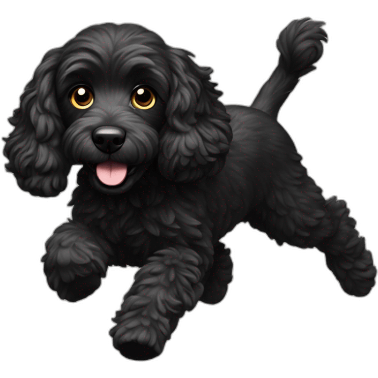 Black cockapoo running emoji