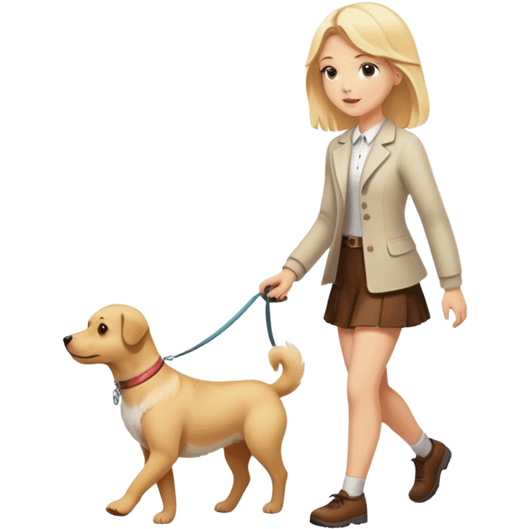 Blonde girl walking dog emoji