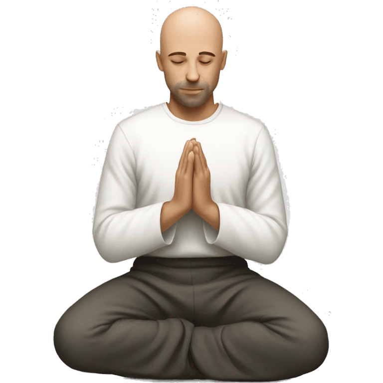 bald man praying white emoji